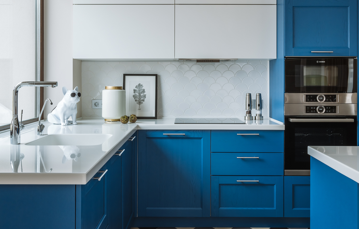 Кухня цвет дуб Королевский синий