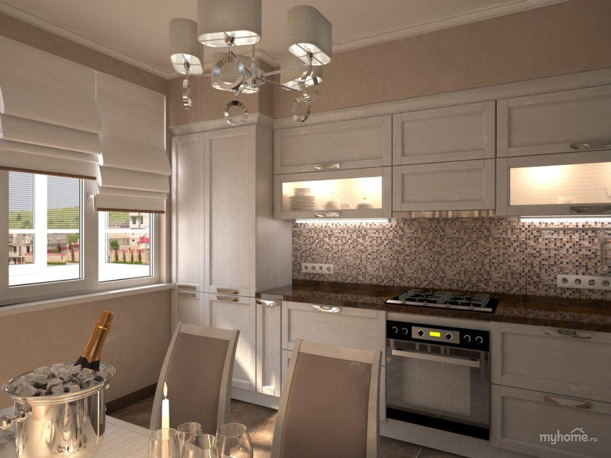 Необычный потолок на кухне