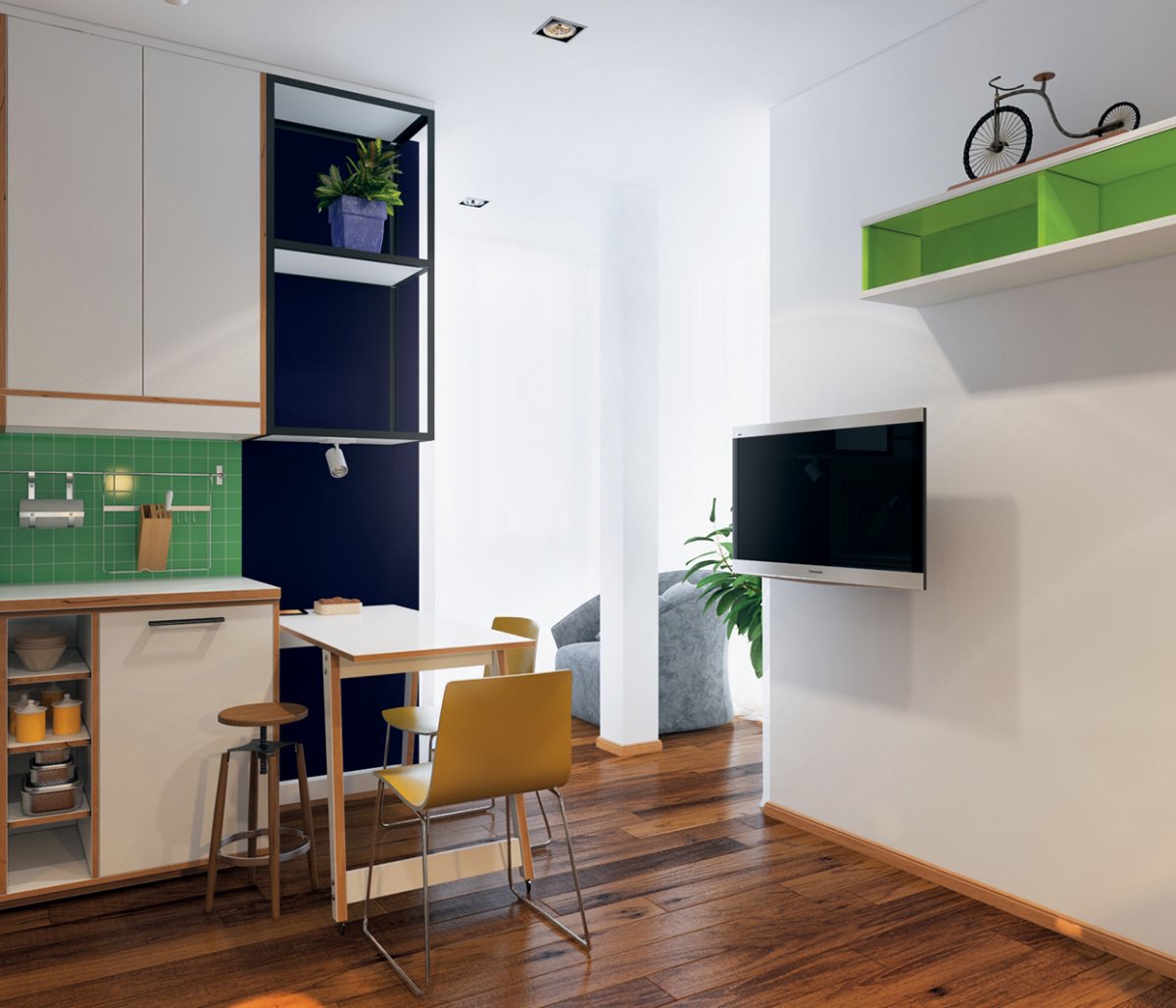 Кухня гостиная икеа 15м