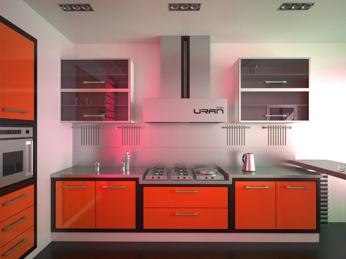 Кухня персикового цвета