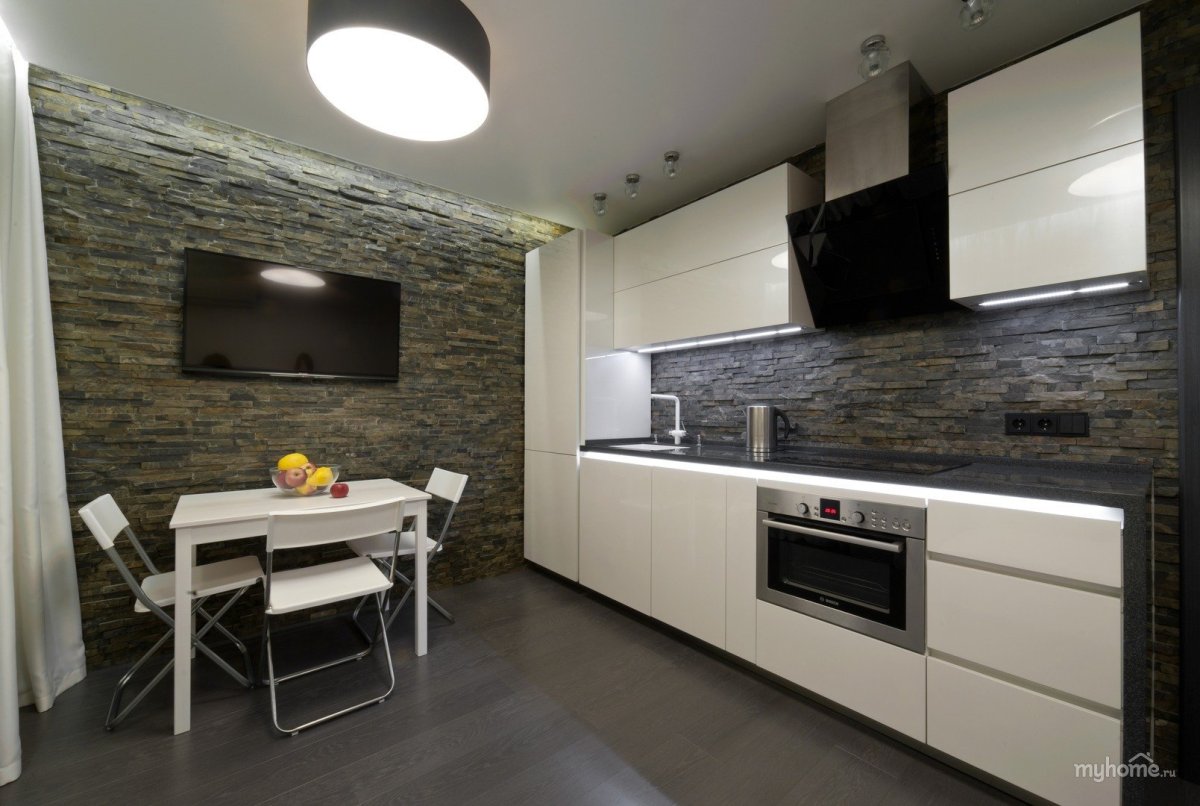 Декоративный камень на кухне