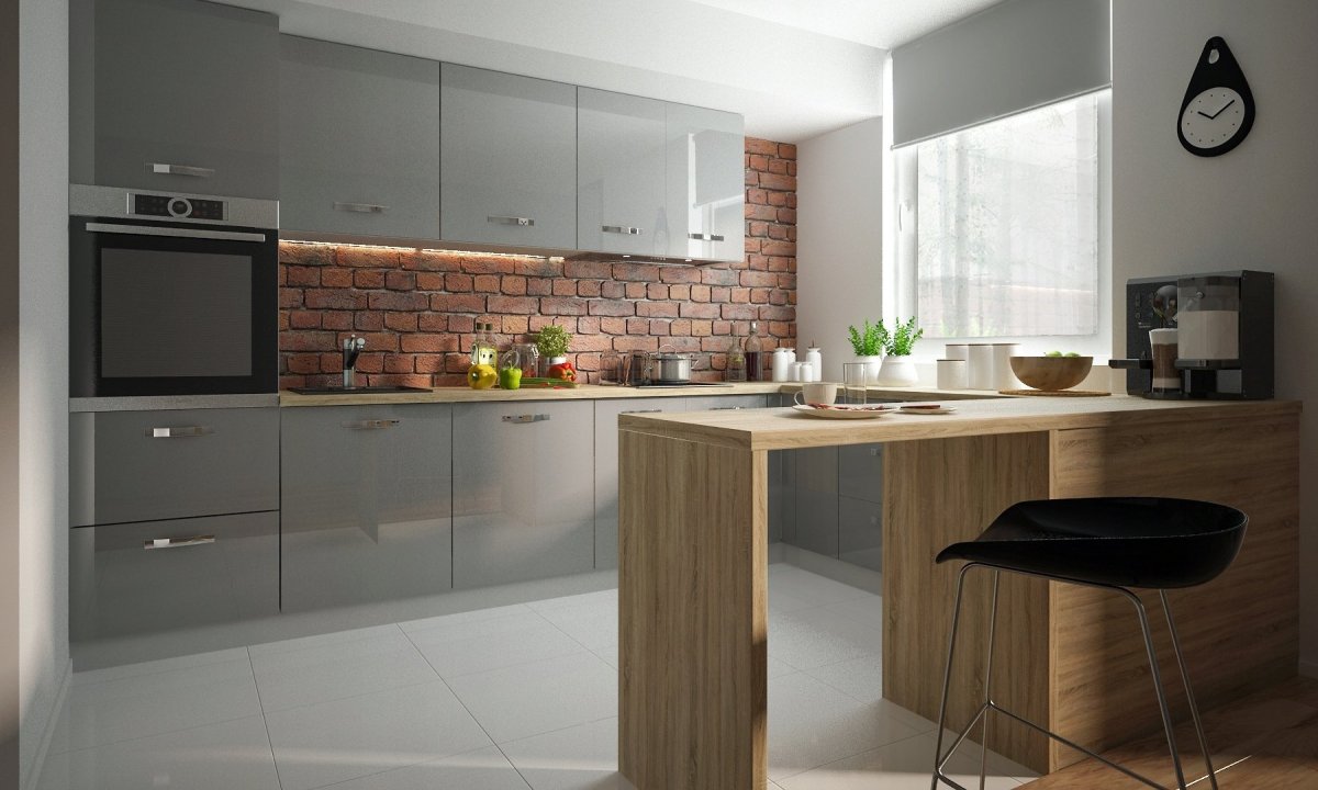 Кухня без навесных шкафов угловая