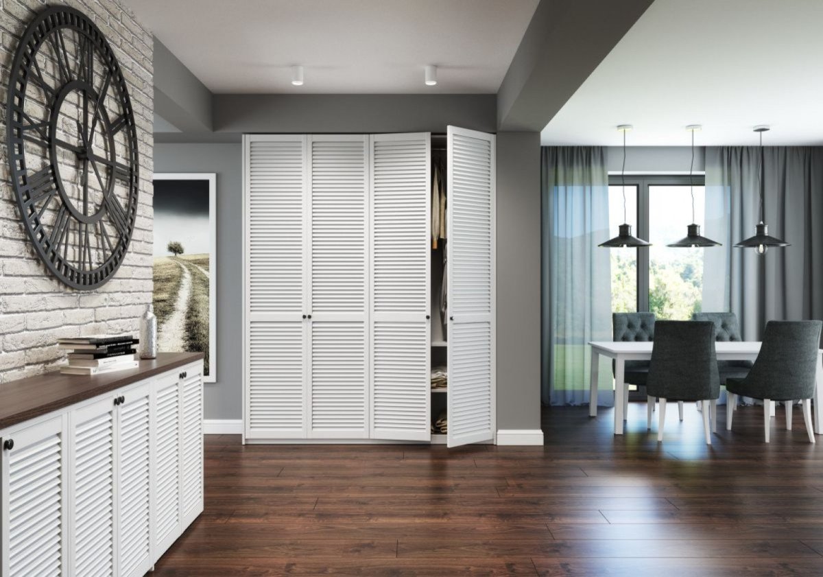 Кухня из жалюзийных фасадов Скандинавский стиль