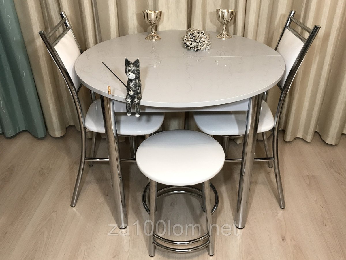 Стол обеденный стеклянный круглый раздвижной
