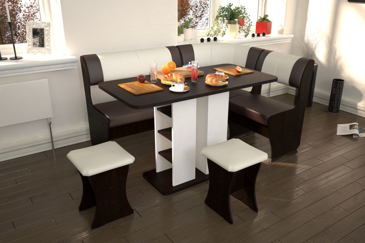 Кухня с диваном и столом