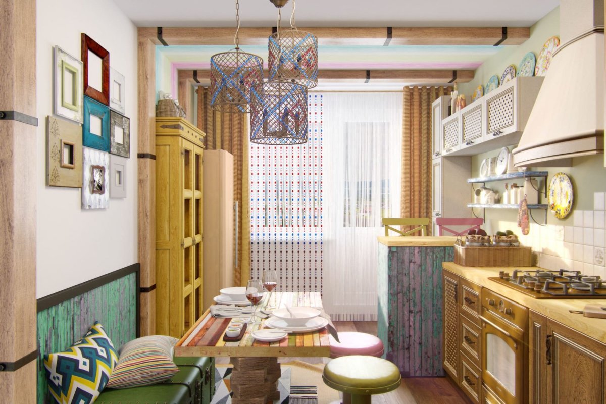 Кухня на улице в стиле бохо