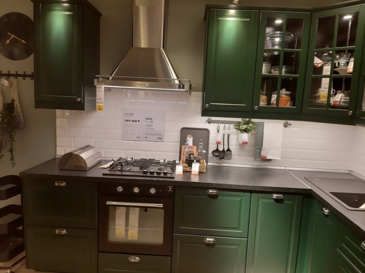 Кухня икеа зеленая Будбин