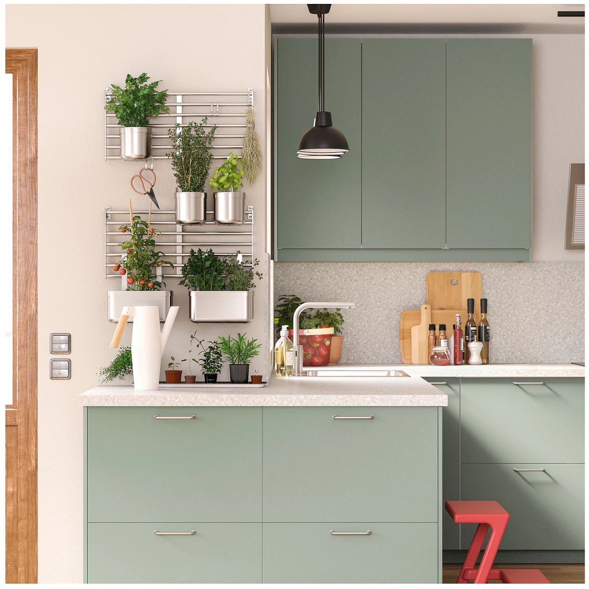 Изумрудная кухня икеа Будбин