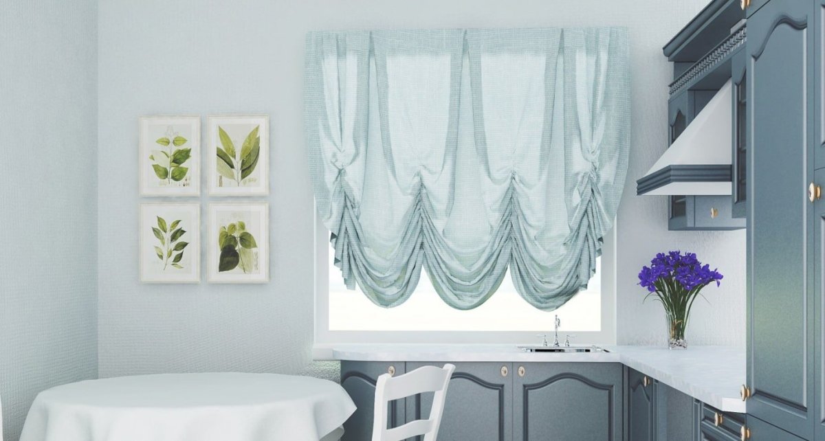 Двойная тюль на кухню