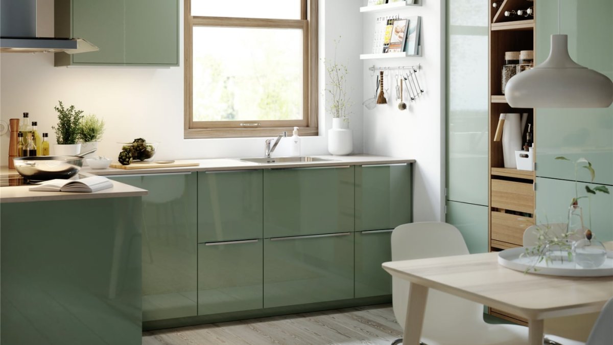 Изумрудная кухня икеа