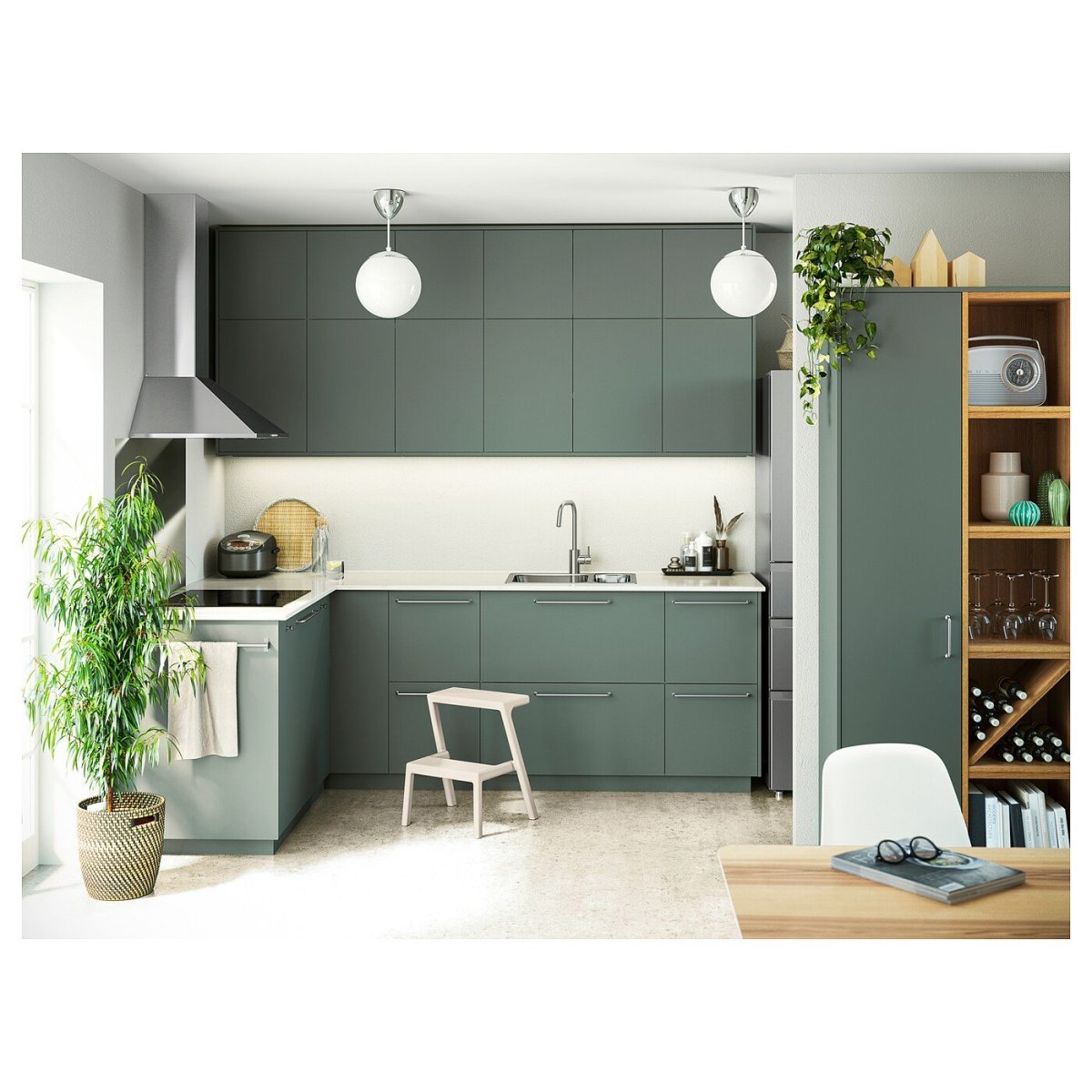 Кухня икеа серо зеленая