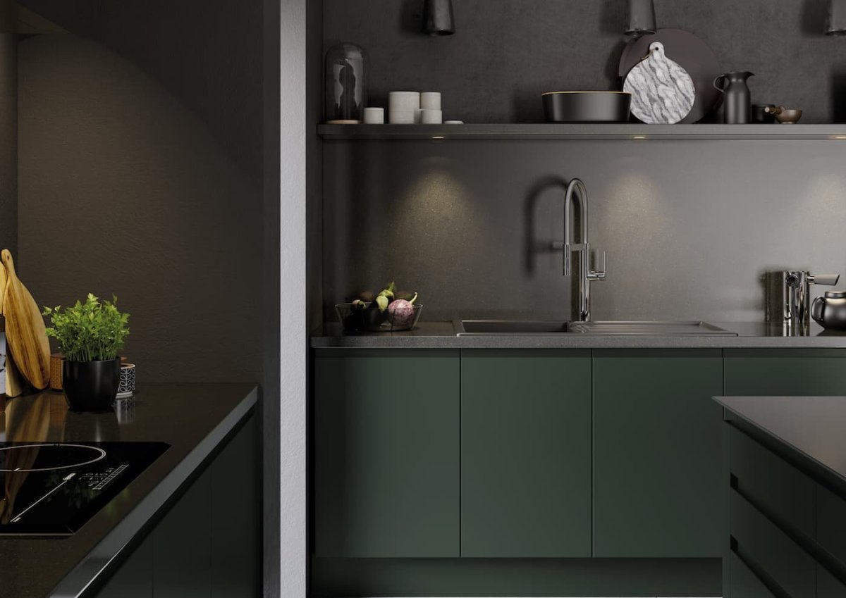 Кухня икеа серо зеленая