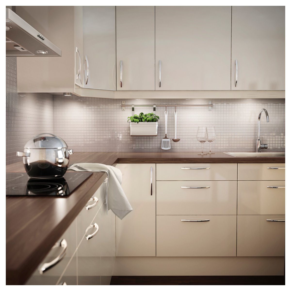 Икеа кухни Будбин белая с оттенком