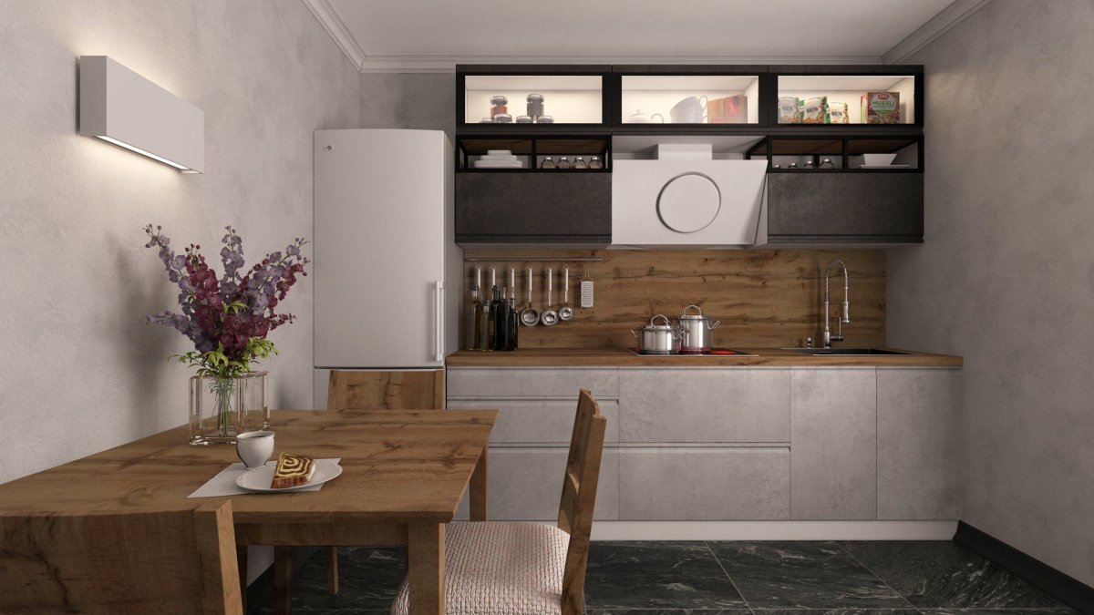 Встроенная микроволновка на кухне