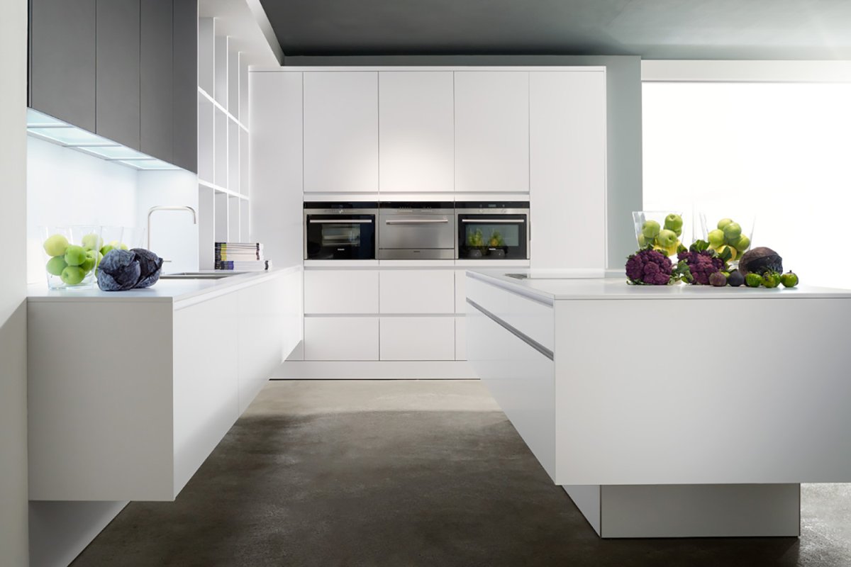 Кухня без ручек с ручкой профилем