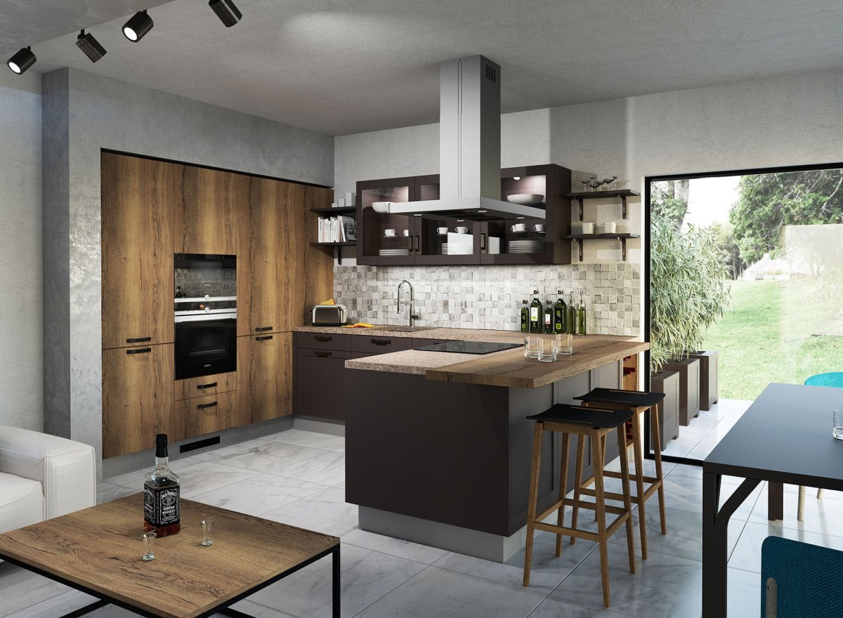 Кухня с элементами дерева