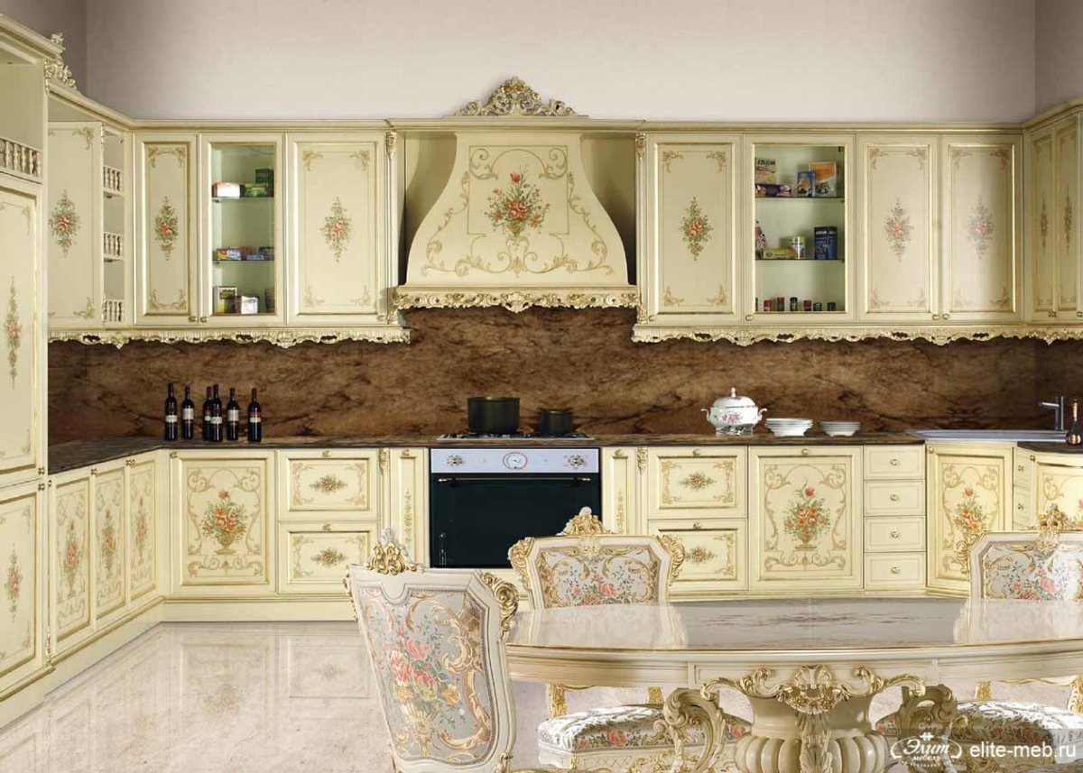 Барокко в сером цвете кухня