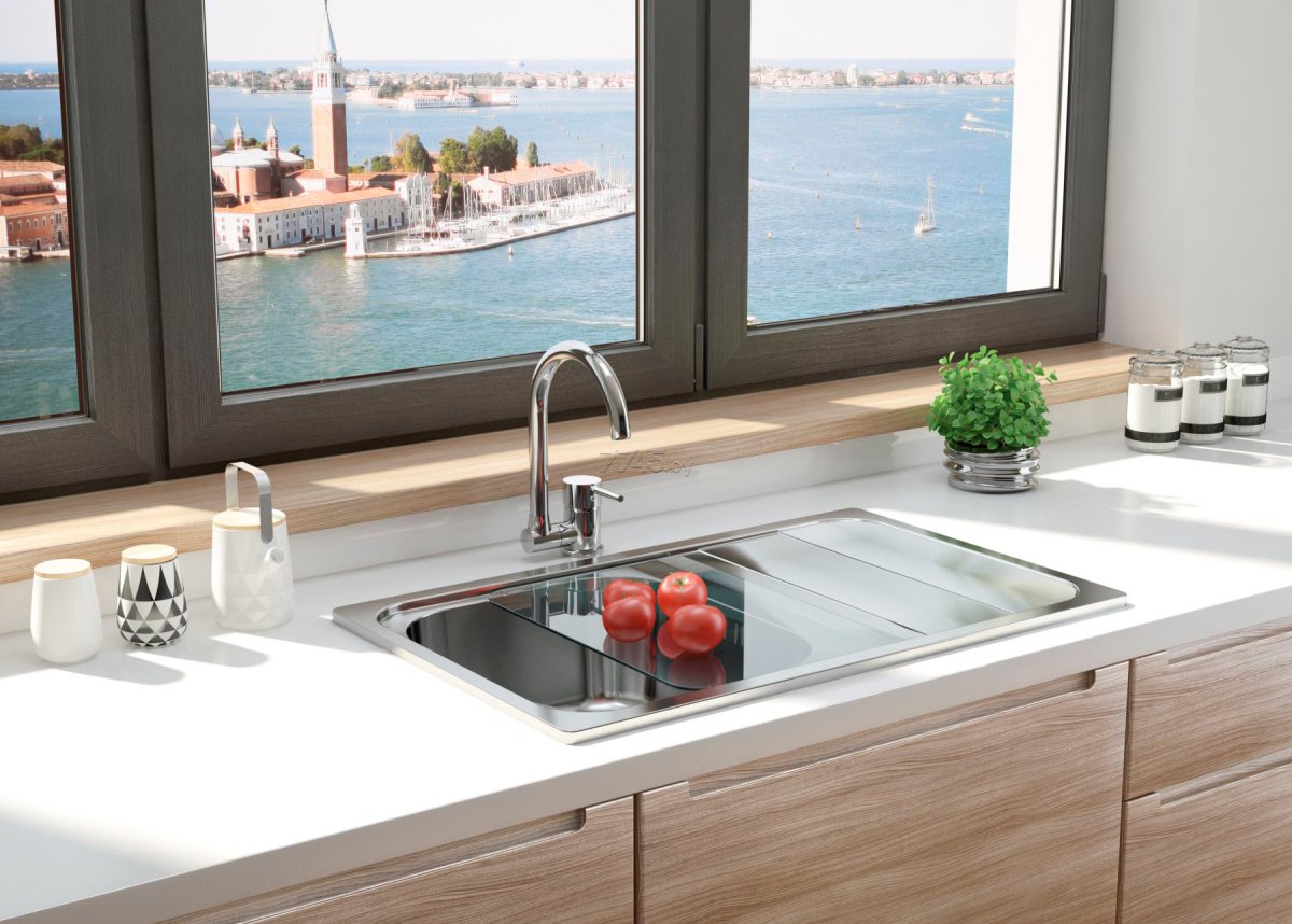 Раковина в подоконнике на кухне