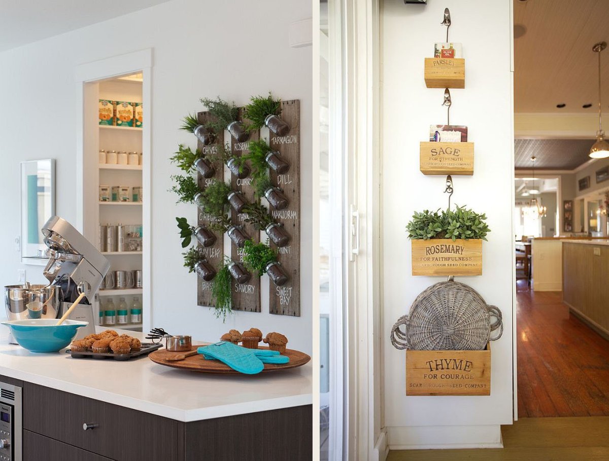 Живые цветы в интерьере кухни