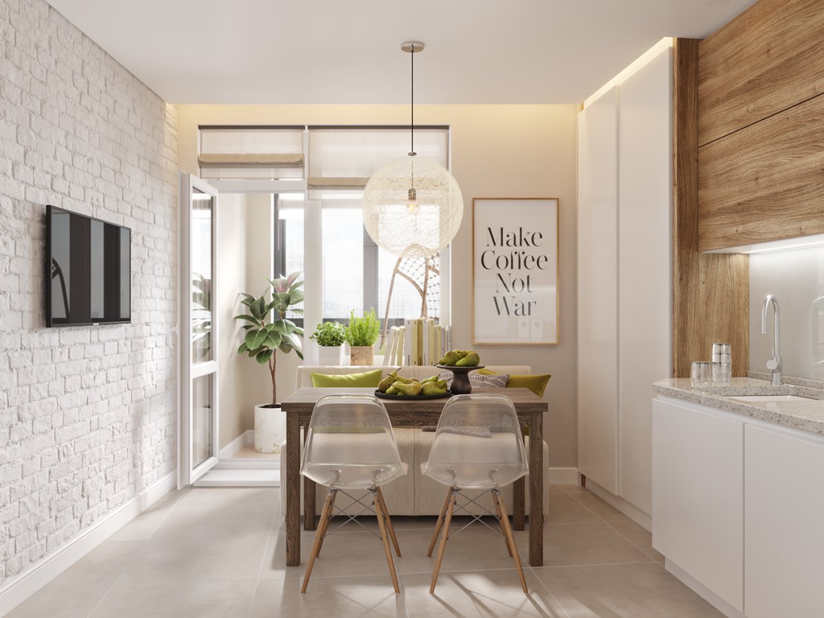 Светильники над столом в гостиной