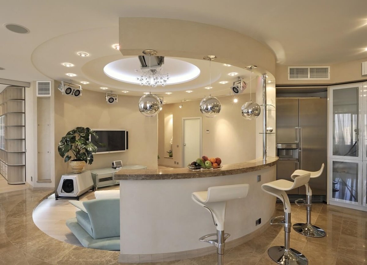 Кухня столовая с барной стойкой