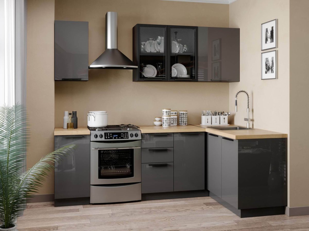 Кухонный гарнитур модульный Sanvut антрацит