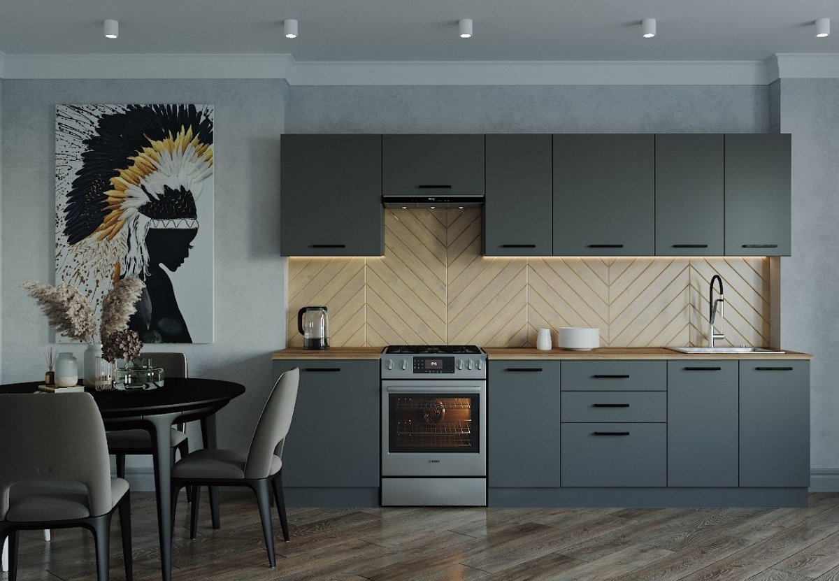 Matt Black Kitchen 4k