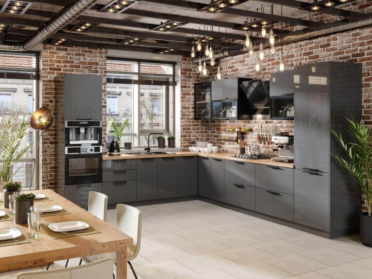 Кухонная мебель серого цвета