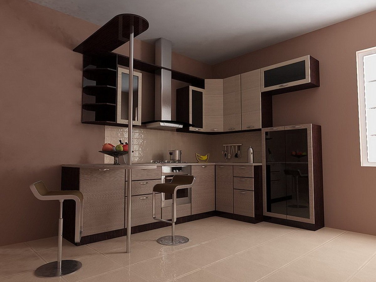 Угловая кухня с барной стойкой