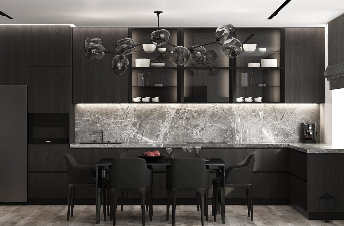 Мраморная стена в интерьере