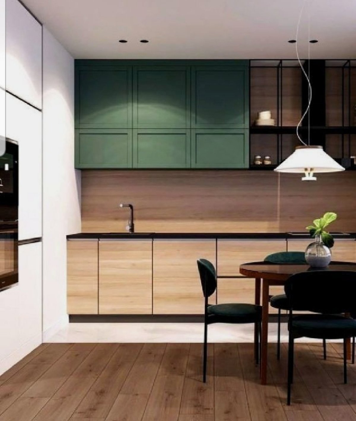 Зеленая кухня в скандинавском стиле