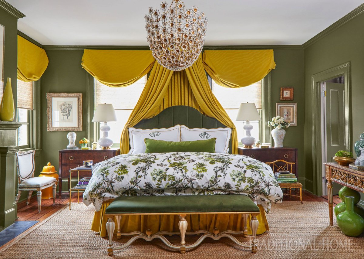Шинуазри спальня зеленая