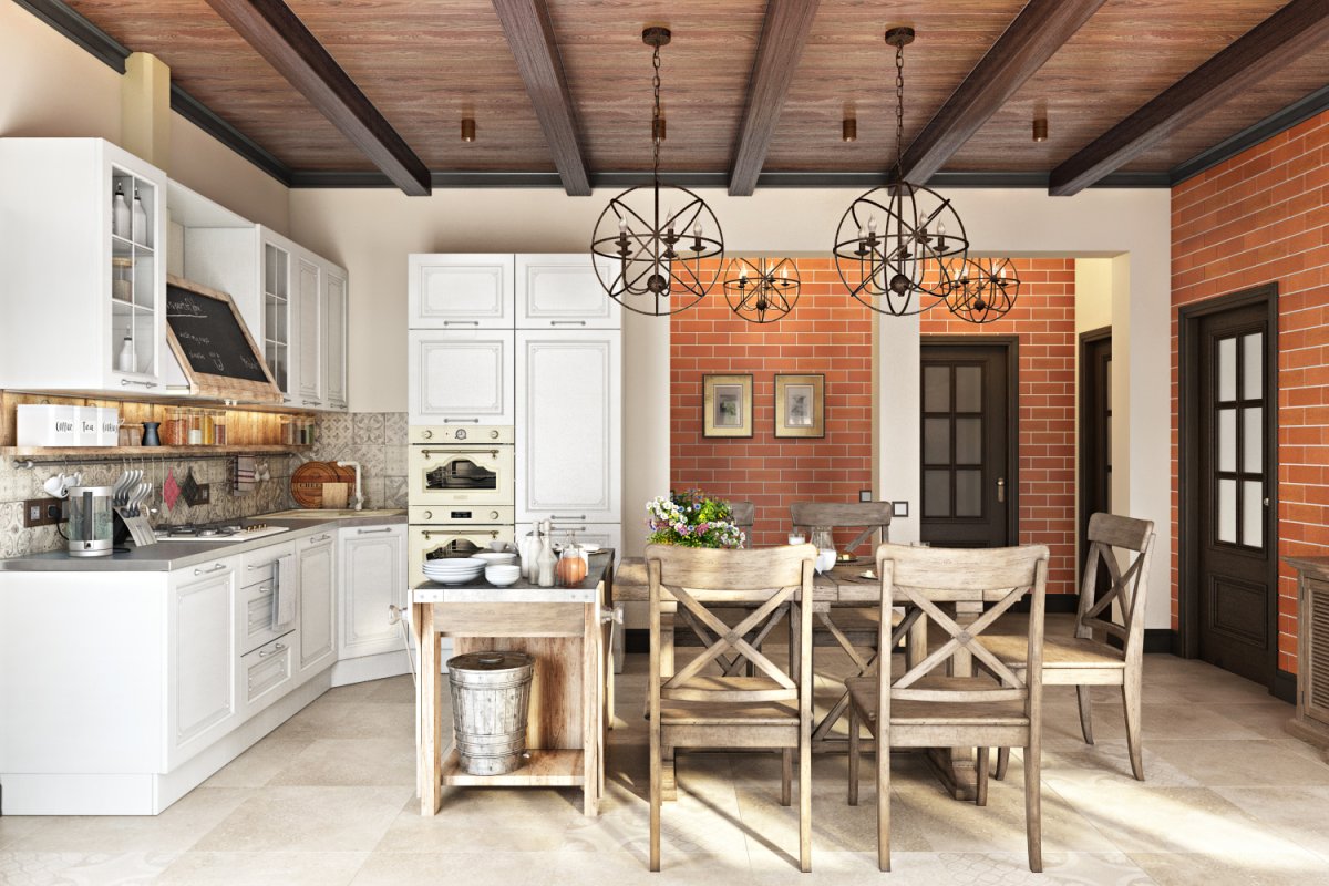 Кухня-гостиная Сканди Кантри