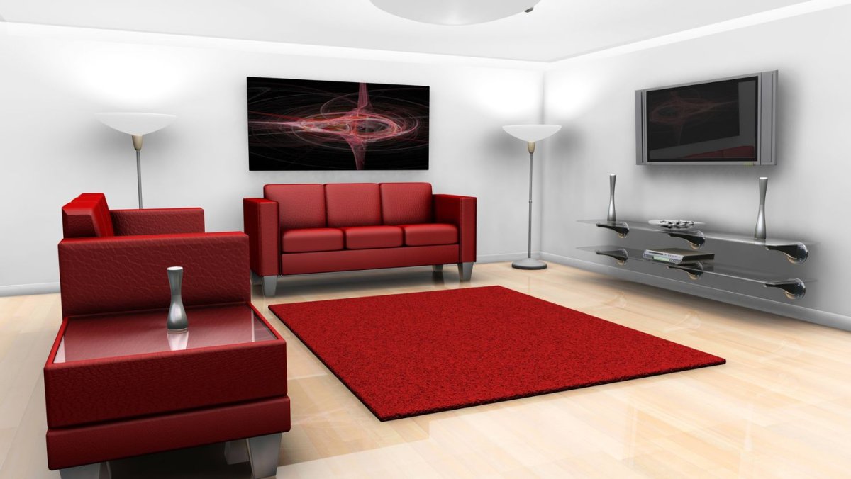 Гостиная мебель в современном стиле в бордовых тонах