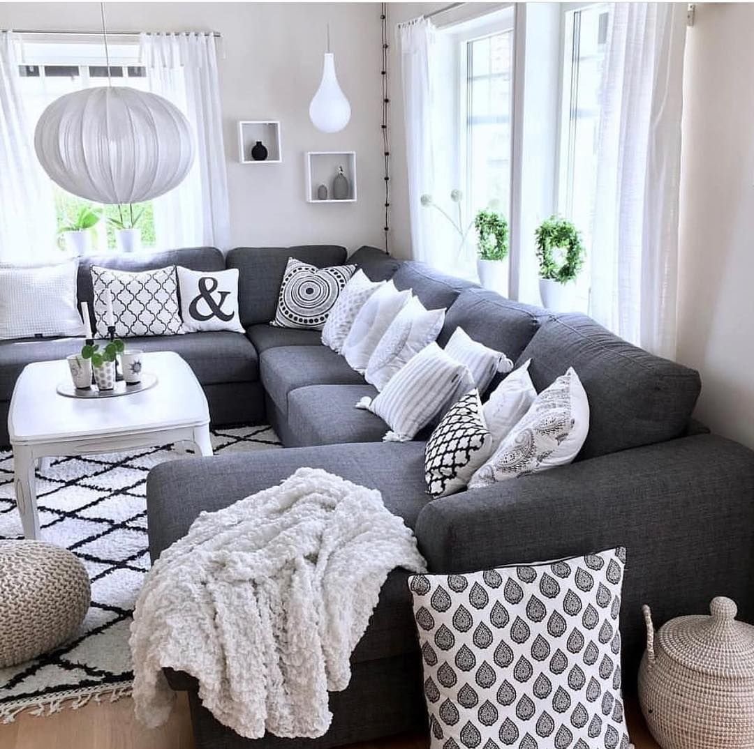 Серый икеевский диван в интерьере