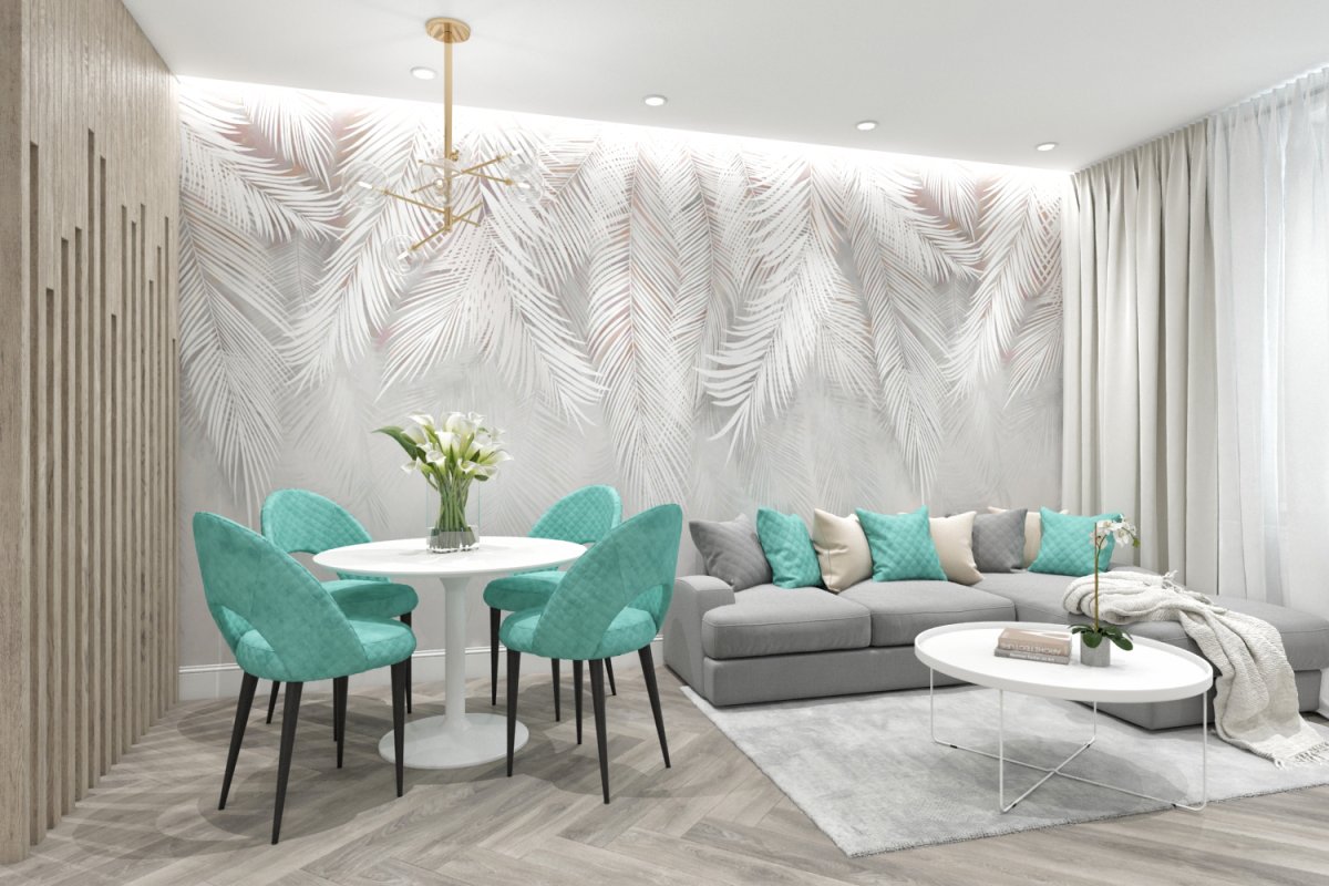 Фотообои перья в интерьере