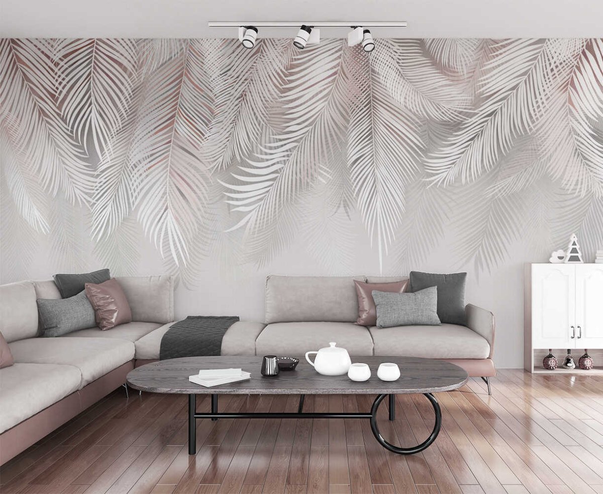 Фреска перья в интерьере