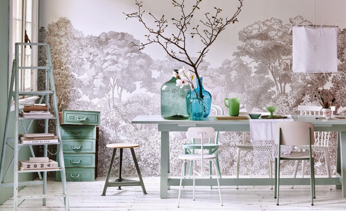 Комбинированные обои для гостиной