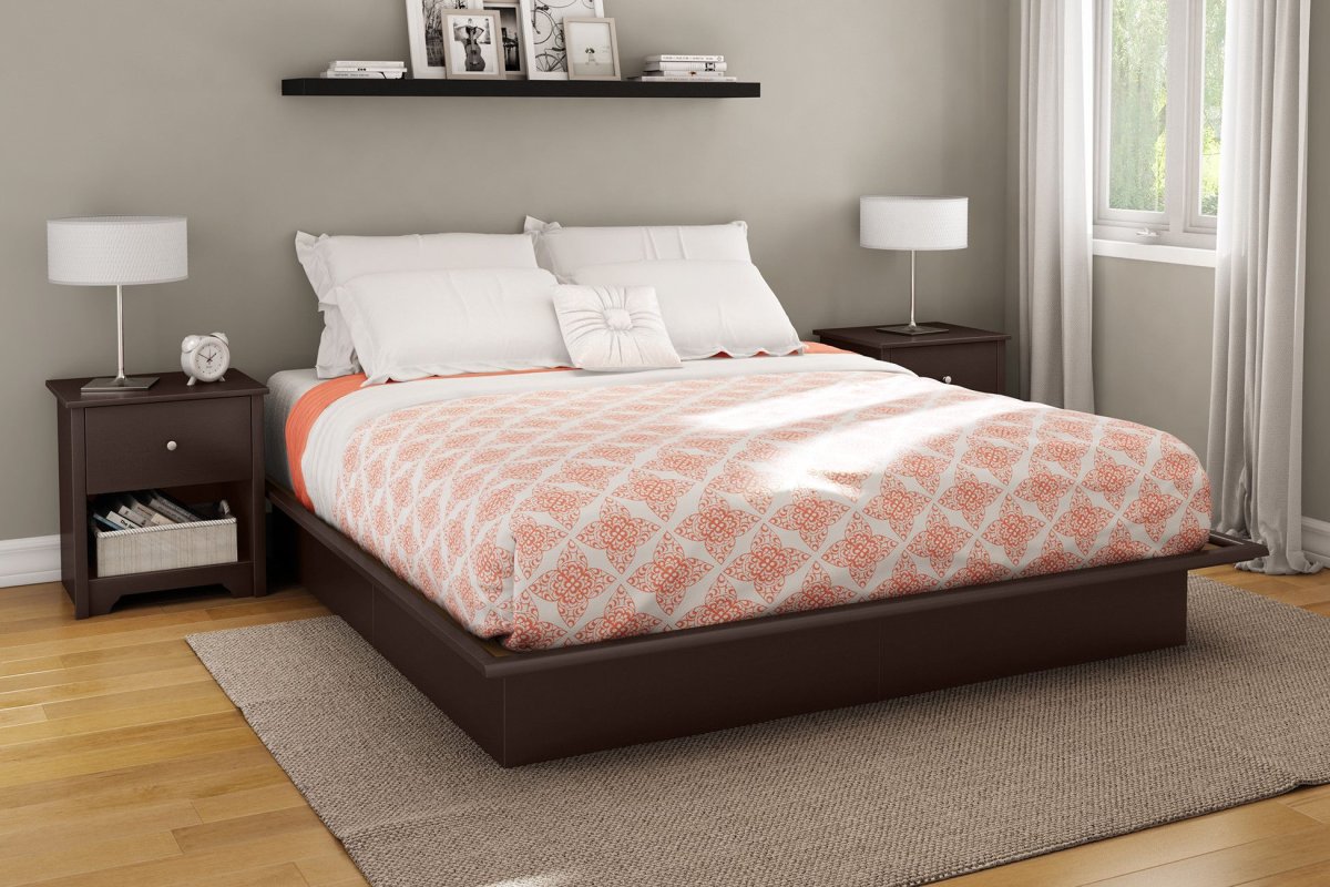 Серо-бежевый вельвет кровать