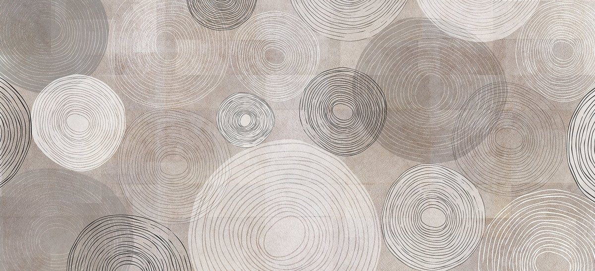 Обои с кругами в интерьере гостиной
