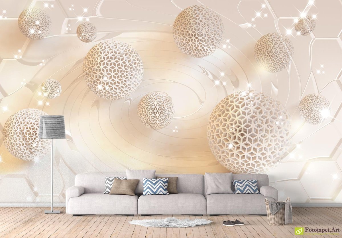 Обои с шарами в интерьере