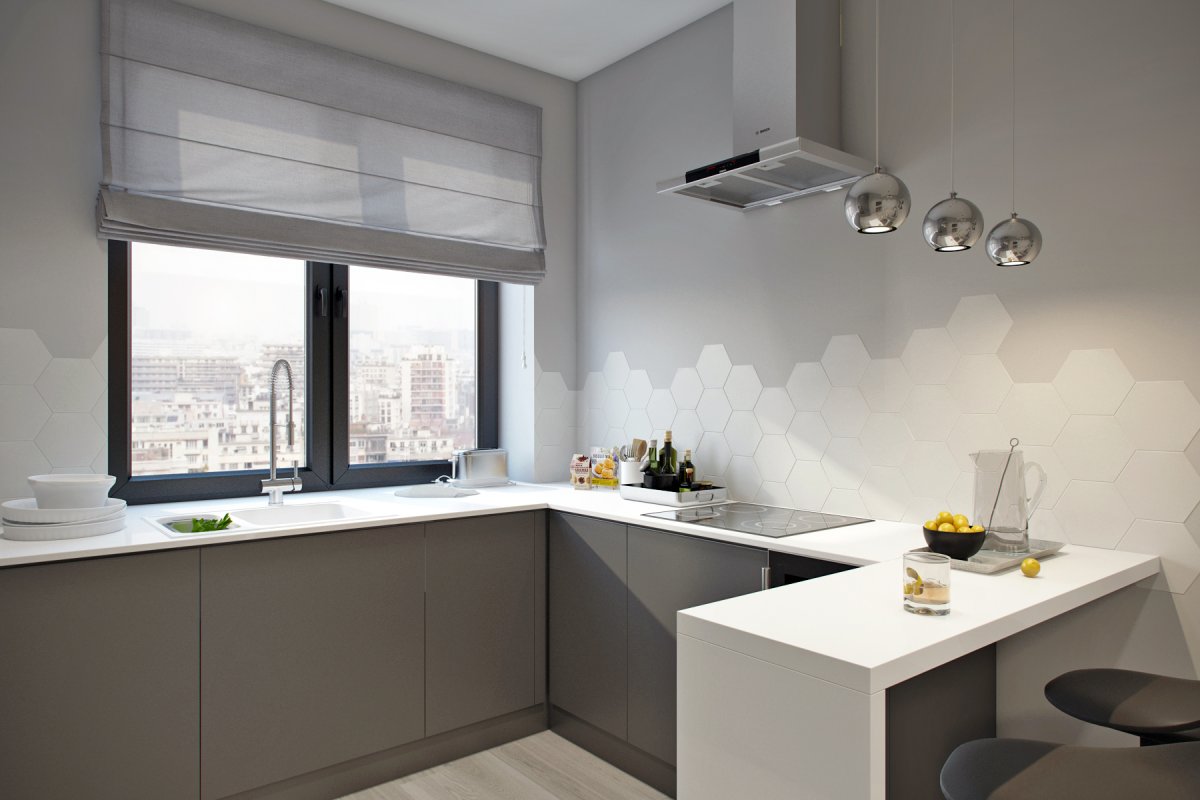 Кухня в минималистическом стиле в маленькой квартире