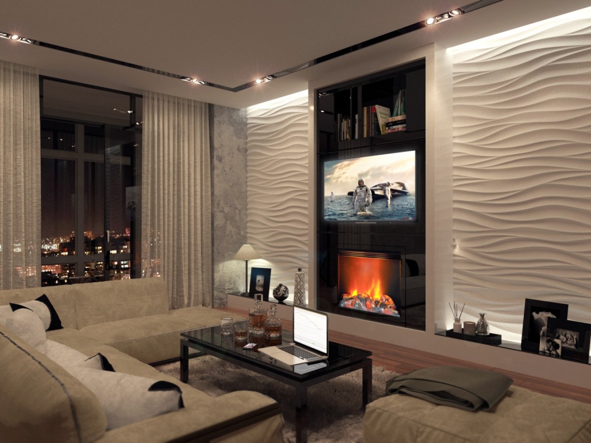 Панели в интерьере гостиной