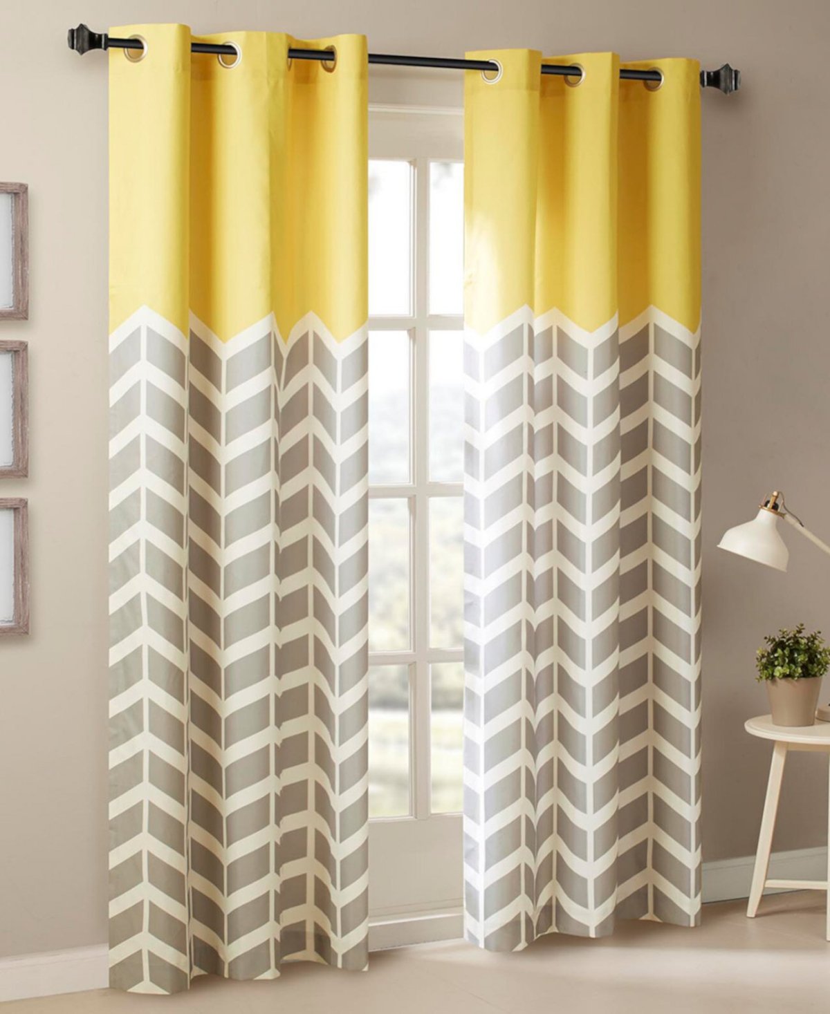 Серо желтые шторы