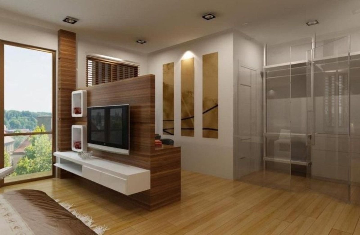 Телевизор на колонне в гостиной