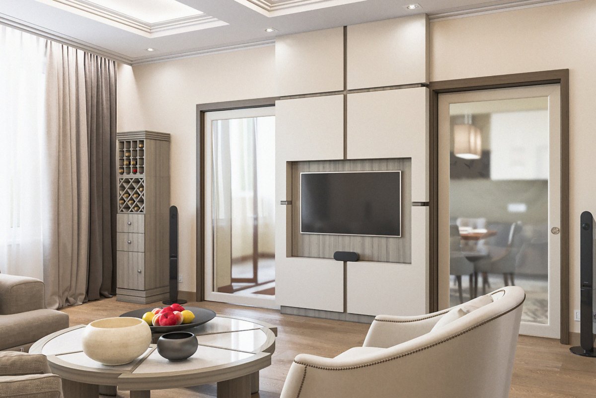 Межкомнатная перегородка с телевизором