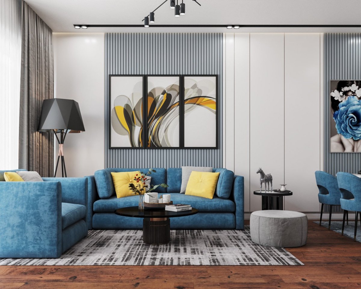 Гостиная с яркими акцентами