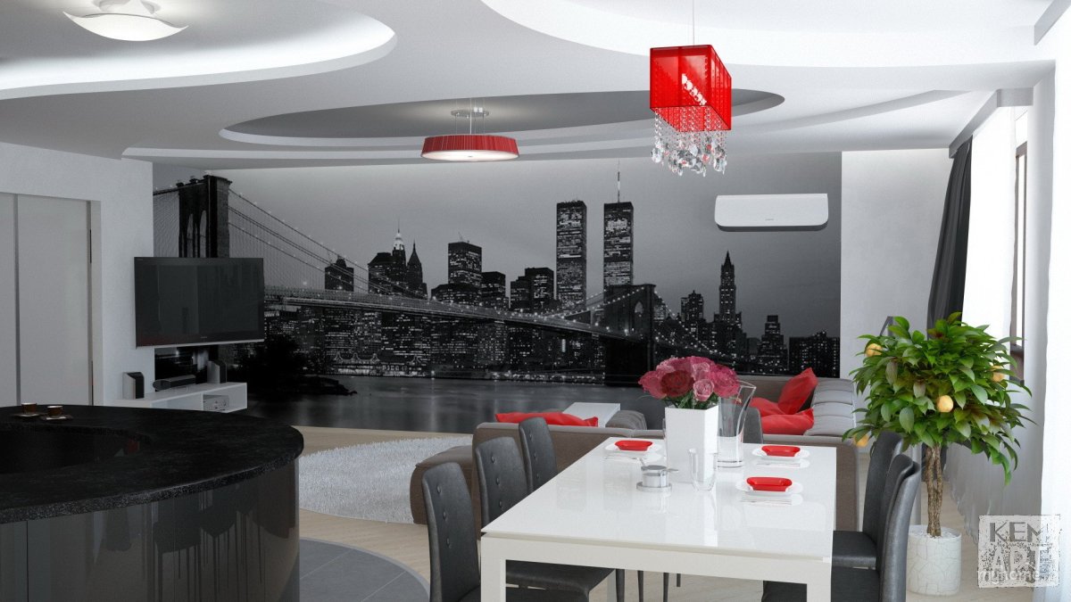 Сине желтый интерьер