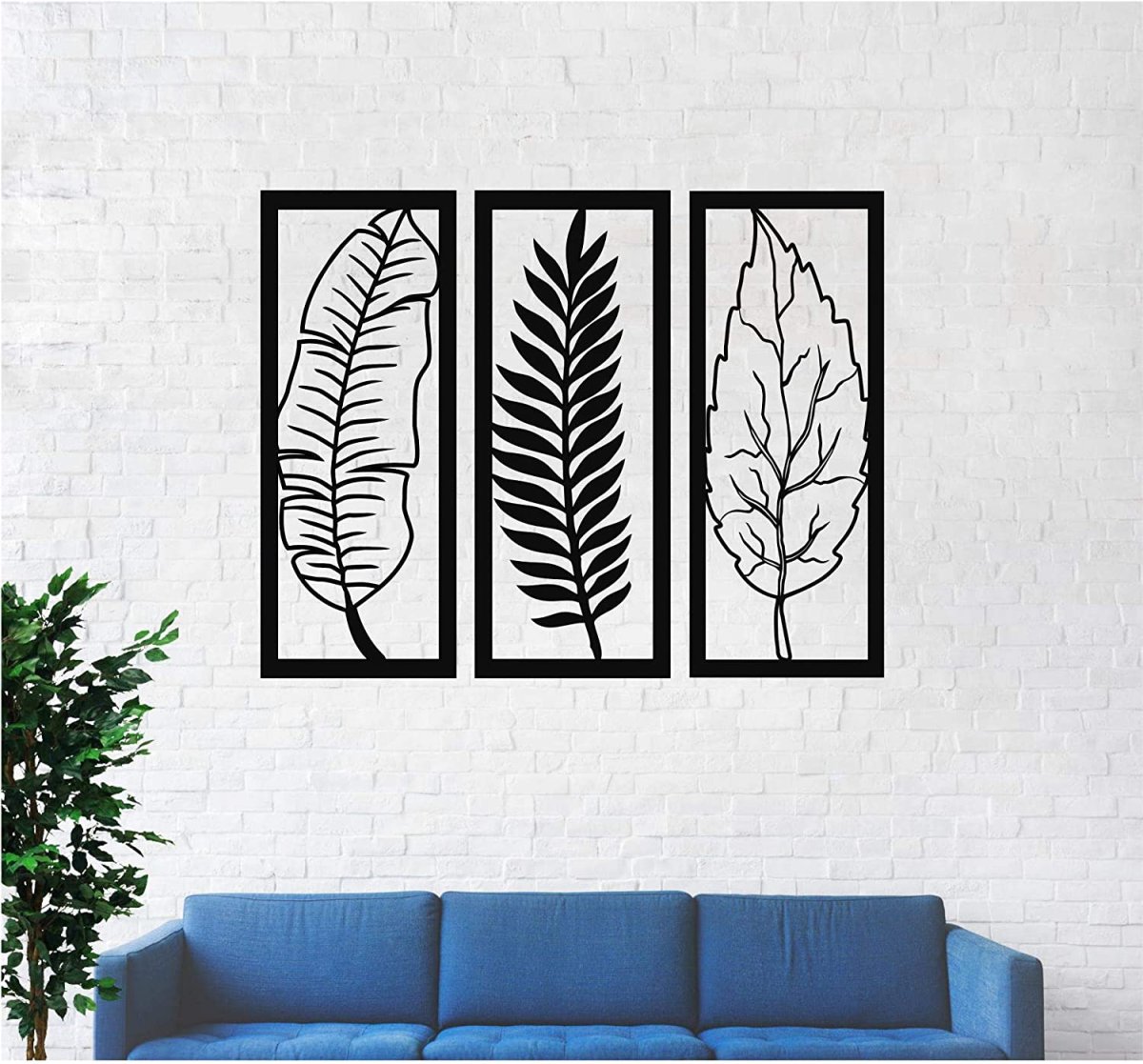 Картина из металла листья