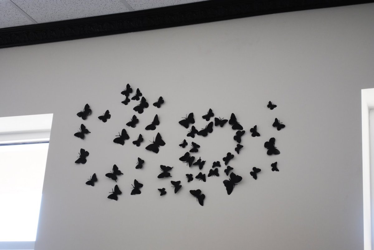 Варианты размещения бабочек на стене